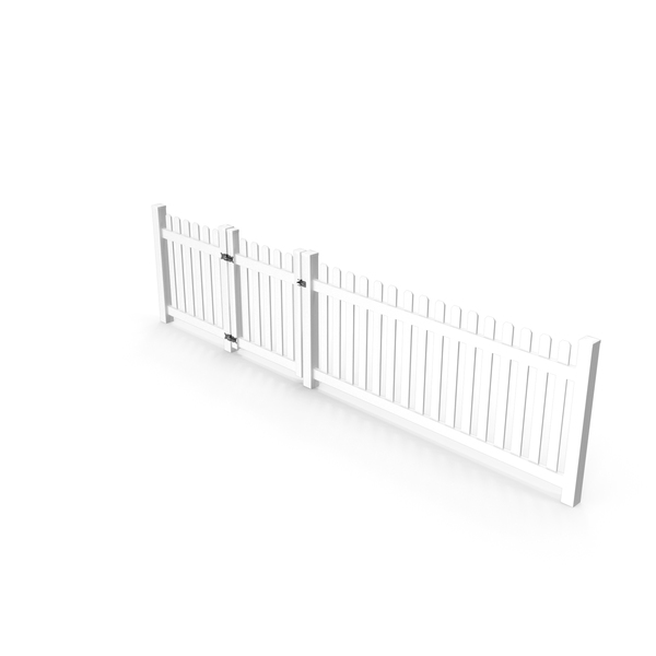 Wooden: White Picked Fence Section PNG & PSD Images