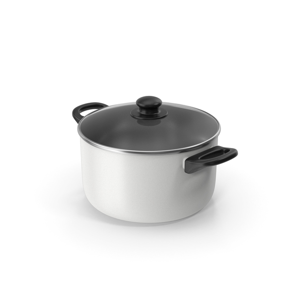 (Cookware): White Pot With Glass Cap PNG & PSD Images