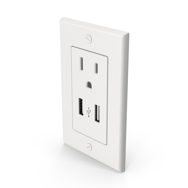 Wall Charger: White Power Socket And USB Outlet PNG & PSD Images Wall Charger: White Power Socket And USB Outlet PNG & PSD Images