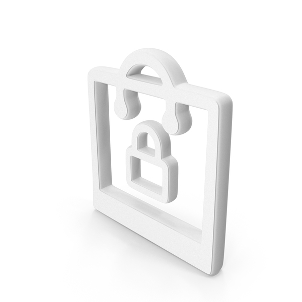 Symbols: White Shopping Bag Lock Symbol PNG & PSD Images