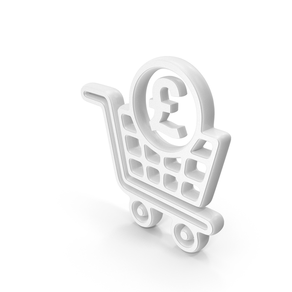 Symbols: White Shopping Cart With Pound Symbol PNG & PSD Images