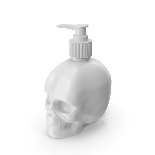 Sanitizer Dispenser: White Skull Bottle With White Pump PNG & PSD Images