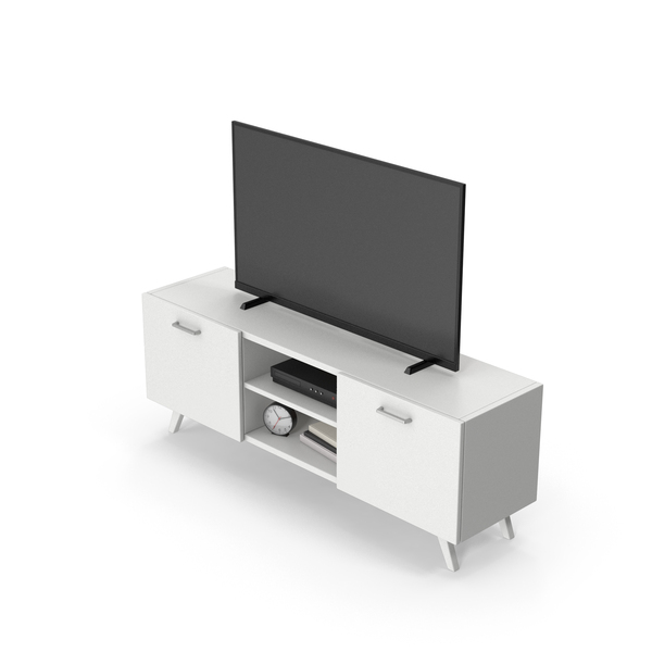 White TV Stand Set PNG & PSD Images