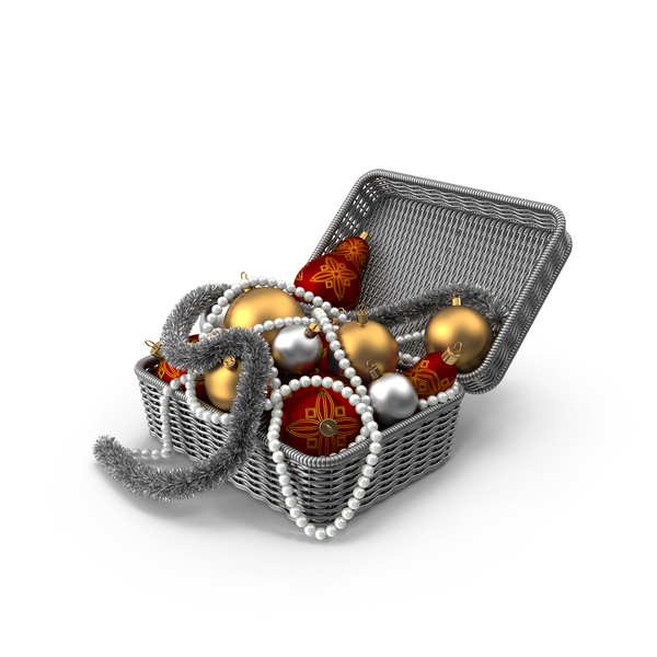 Ornament: Wicker Basket with Christmas Ornaments PNG & PSD Images Ornament: Wicker Basket with Christmas Ornaments PNG & PSD Images