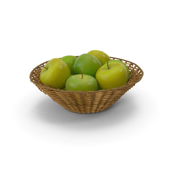 Apple: Wicker Basket with Green apples PNG & PSD Images Apple: Wicker Basket with Green apples PNG & PSD Images