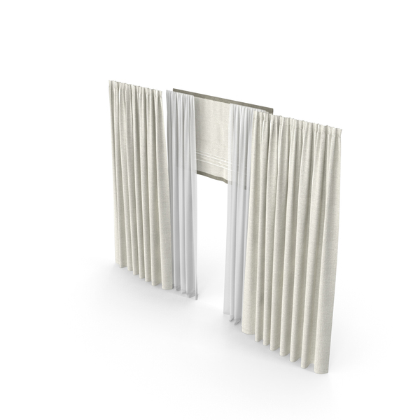 Curtain: Wide Beige Curtains with Roman and Tulle PNG & PSD Images Curtain: Wide Beige Curtains with Roman and Tulle PNG & PSD Images