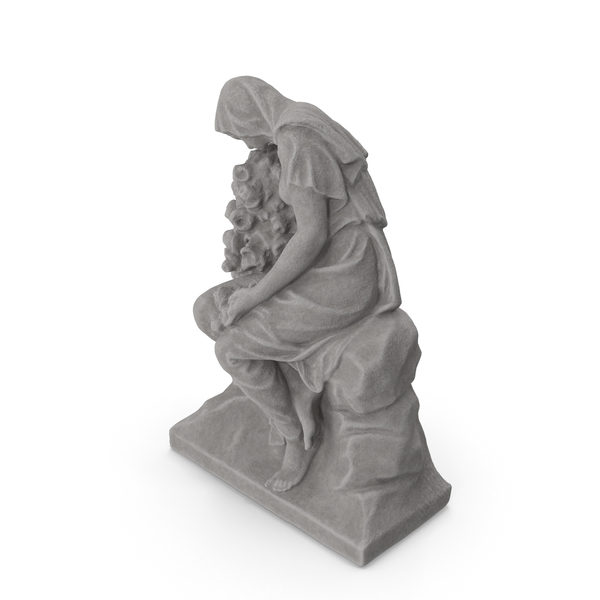 Statue: Woman with Flowers Stone PNG & PSD Images