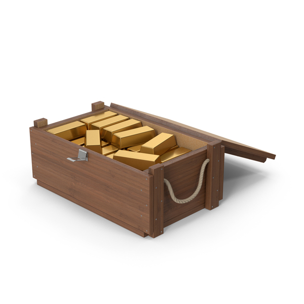 Wood Crate And Gold Bars PNG & PSD Images