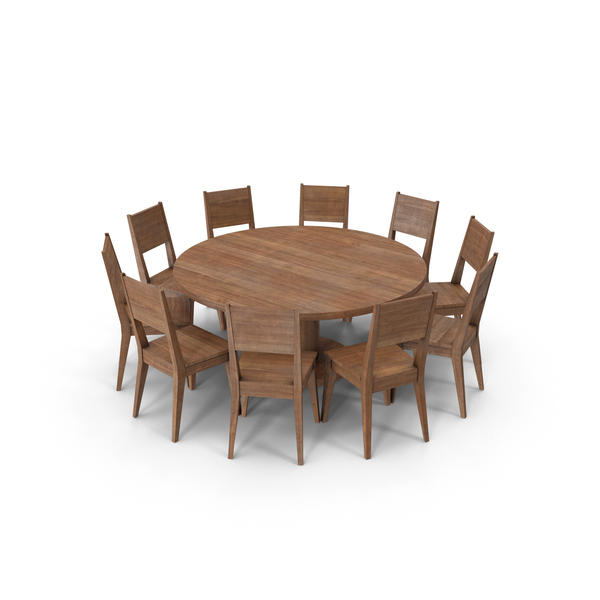 Dining Room: Wood Round Table Set with 10 Seating Arrangement PNG & PSD Images Dining Room: Wood Round Table Set with 10 Seating Arrangement PNG & PSD Images