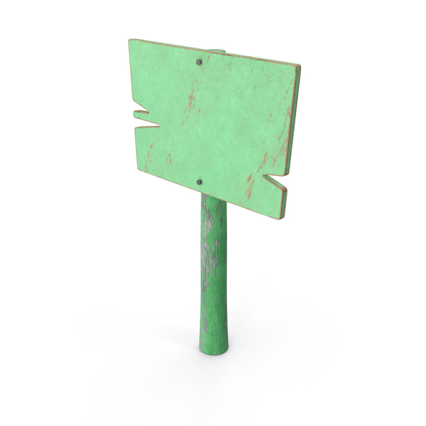 Wood Single Road Sign Board Green PNG & PSD Images