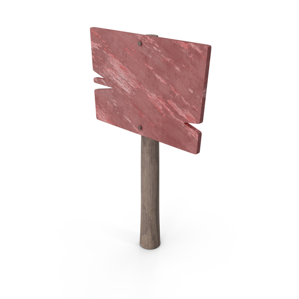 Wood Single Road Sign Board Red PNG & PSD Images