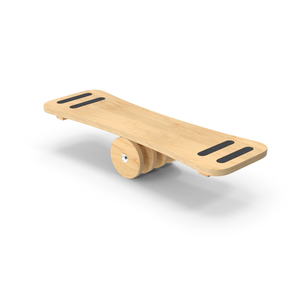Exercise Equipment: Wooden Balance Board with Roller PNG & PSD Images