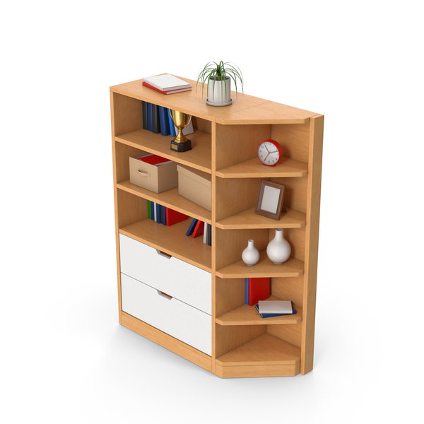 Wooden Bookcase Cabinet Set PNG & PSD Images