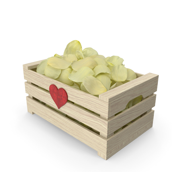 Wooden Box with Petals White Version PNG & PSD Images Wooden Box with Petals White Version PNG & PSD Images