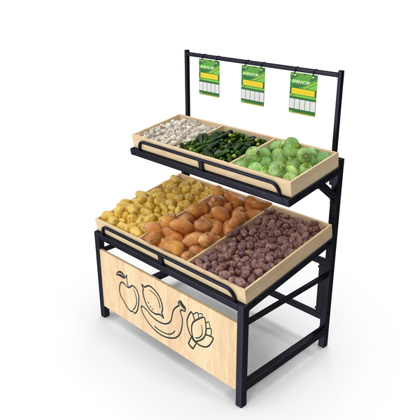 Stand: Wooden Display Rack with Vegetables PNG & PSD Images Stand: Wooden Display Rack with Vegetables PNG & PSD Images