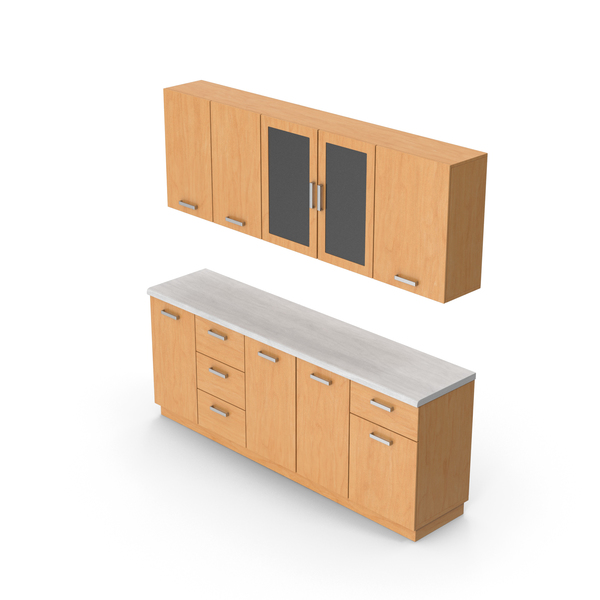 Set: Wooden Kitchen Cabinets PNG & PSD Images