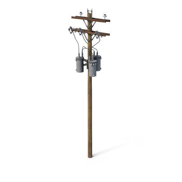 Utility Pole: Wooden Power Lines Damaged No Wires PNG & PSD Images