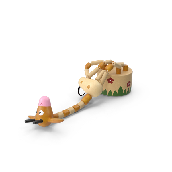 Animal: Wooden Push Up Toy Giraffe Fallen Pose PNG & PSD Images