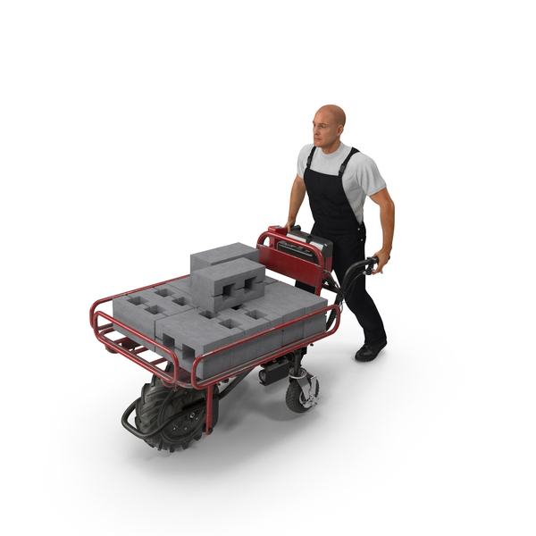 Worker with Filled Wheelbarrow Concrete Bricks PNG & PSD Images Worker with Filled Wheelbarrow Concrete Bricks PNG & PSD Images