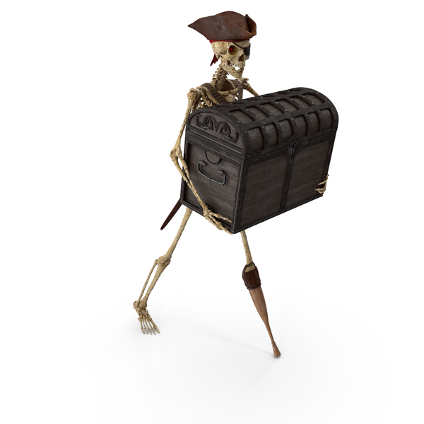 Worn Skeleton Pirate Carrying A Chest PNG & PSD Images