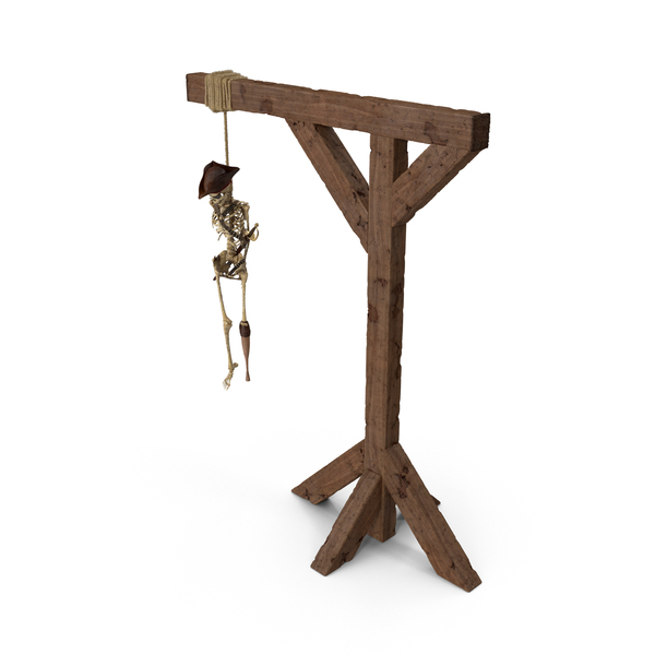 Worn Skeleton Pirate Hanged On Gallows PNG & PSD Images