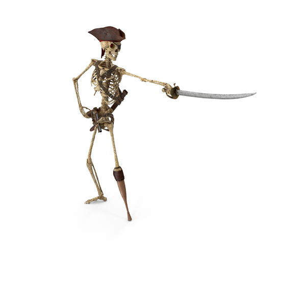 Worn Skeleton Pirate Pointing Sword PNG & PSD Images