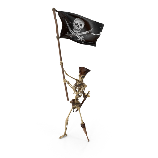 Worn Skeleton Pirate Waving A Pirate Flag PNG & PSD Images