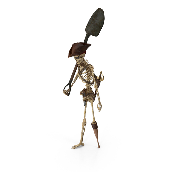 Worn Skeleton Pirate With Shovel PNG & PSD Images