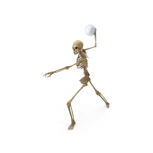 Female: Worn Skeleton Throwing a Snowball PNG & PSD Images