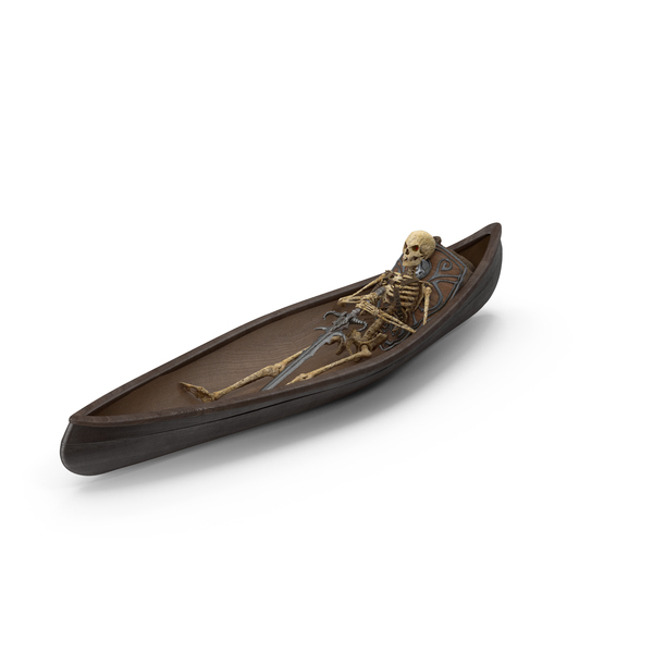 Rowboat: Worn Skeleton Warrior Corpse Boat Burial PNG & PSD Images