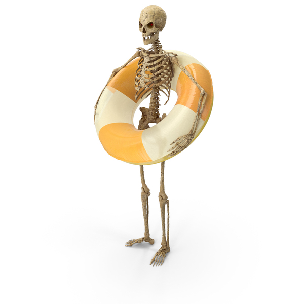 Fighter: Worn Skeleton With INFLATABLE Swimming Ring PNG & PSD Images