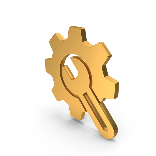 Wrench and Gear Service Tools Icon Gold PNG & PSD Images