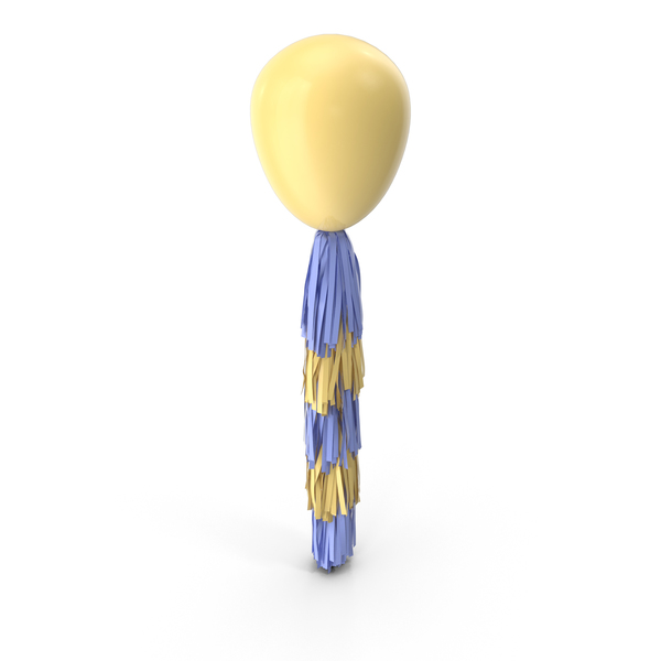 Balloons: Yellow Balloon with Blue and Yellow Tassel Garland PNG & PSD Images