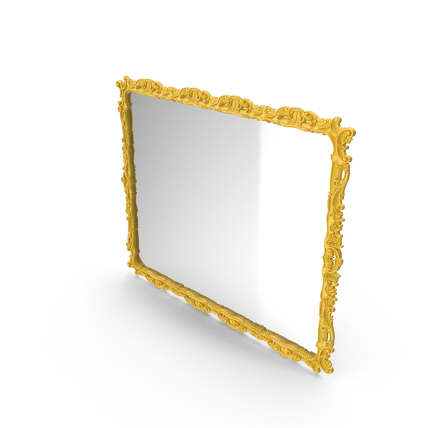 Wall: Yellow Baroque Mirror PNG & PSD Images