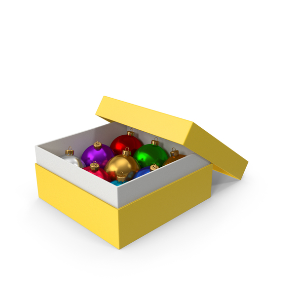 Christmas Ball: Yellow Box With Ornaments PNG & PSD Images Christmas Ball: Yellow Box With Ornaments PNG & PSD Images