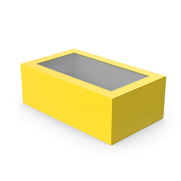 Cardboard Box: Yellow Cakebox With Window PNG & PSD Images