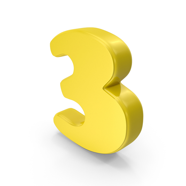 Yellow Font Cooper Number 3 PNG & PSD Images