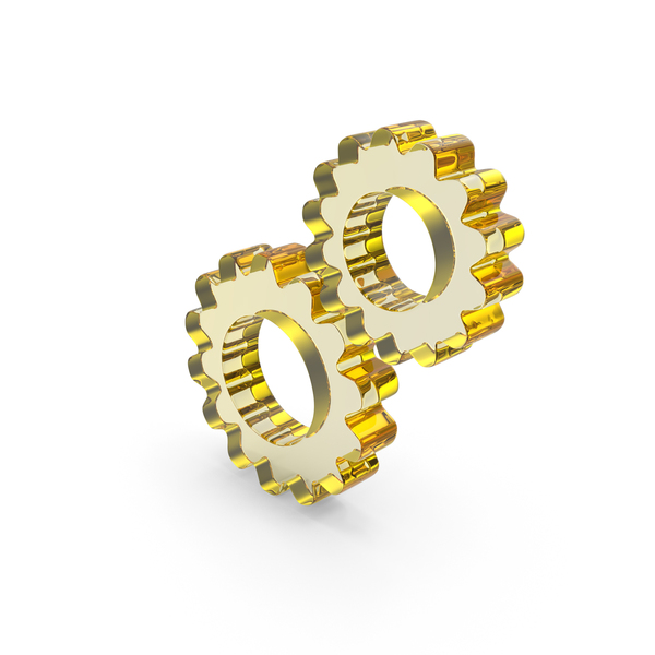 Symbols: Yellow Glass Gears Icon PNG & PSD Images