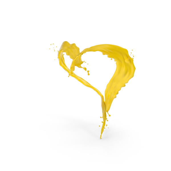 Yellow Heart Shaped Splash PNG & PSD Images