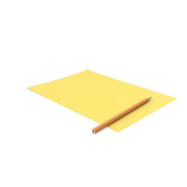 Office Chair: Yellow Paper With Pencil PNG & PSD Images