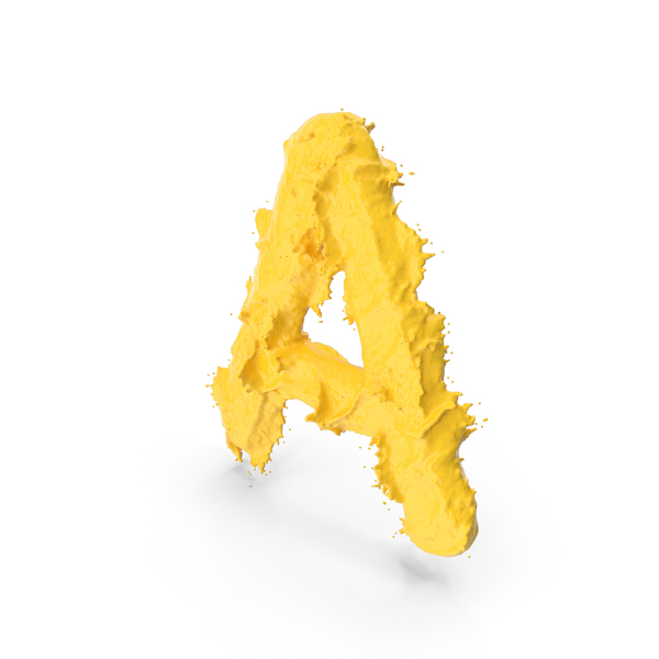 Language: Yellow Splash Capital Letter A PNG & PSD Images
