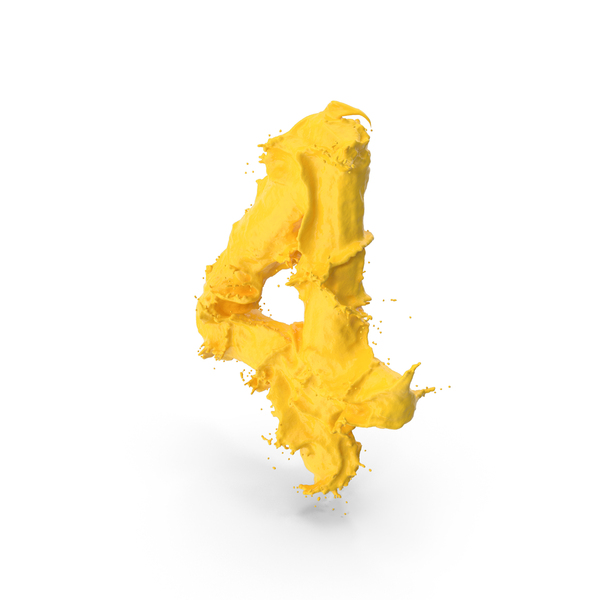 Yellow Splash Number 4 PNG & PSD Images