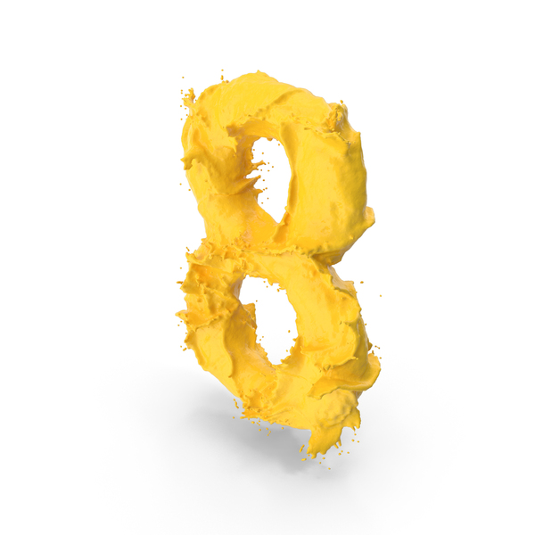 Yellow Splash Number 8 PNG & PSD Images