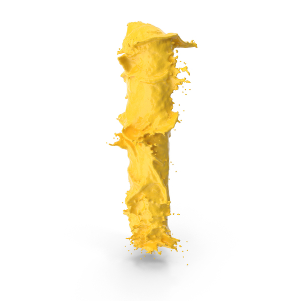 I Roman Alphabet: Yellow Splash Small Letter L PNG & PSD Images