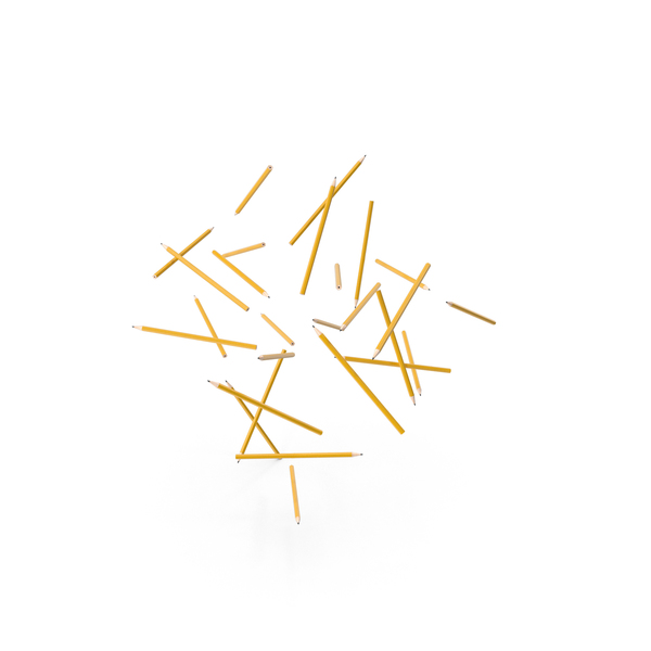 Pencil: Yellow Wood Pencils Falling PNG & PSD Images