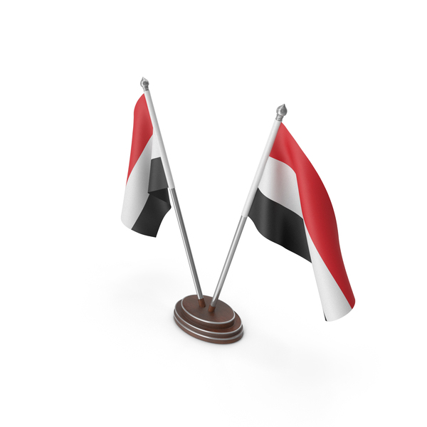 Flag: Yemen Cloth Two Flags Stand PNG & PSD Images