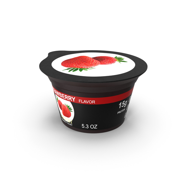 Yogurt Container Single Generic Strawberry Label PNG & PSD Images