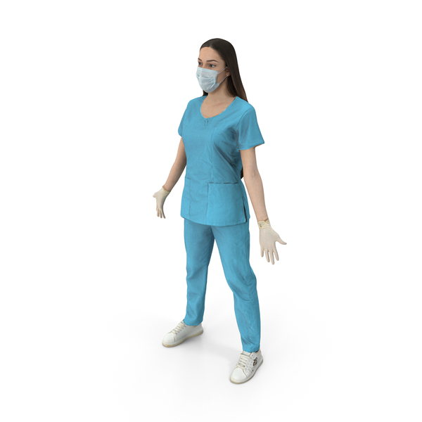 Young Woman In Blue Medical Scrubs With Gloves And Mask PNG & PSD Images Young Woman In Blue Medical Scrubs With Gloves And Mask PNG & PSD Images