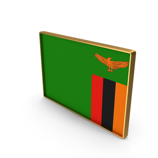 Zambia Country Flag In Rectangle Golden Frame PNG & PSD Images